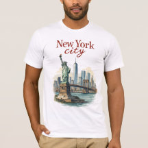 New York City – Ikonisches Statue- und Skyline-T-S