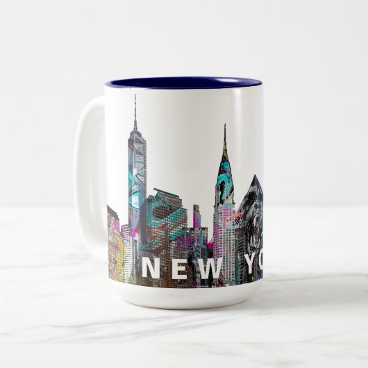 New York City in Graffiti Zweifarbige Tasse (Vorderseite Links)