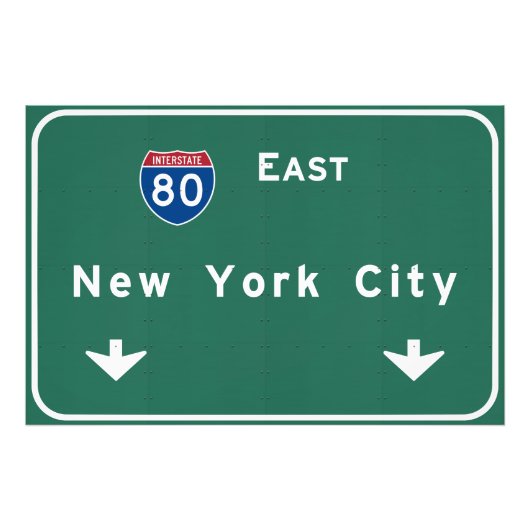 New York City Interstate Highway Freeway Road Sign Fotodruck (Vorne)