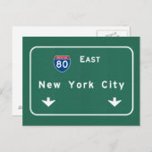 New York City Interstate Highway Freeway Road Sign Postkarte (Vorne/Hinten)