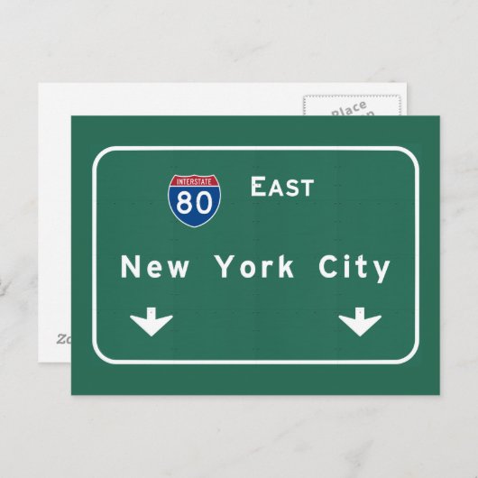 New York City Interstate Highway Freeway Road Sign Postkarte (Vorne/Hinten)
