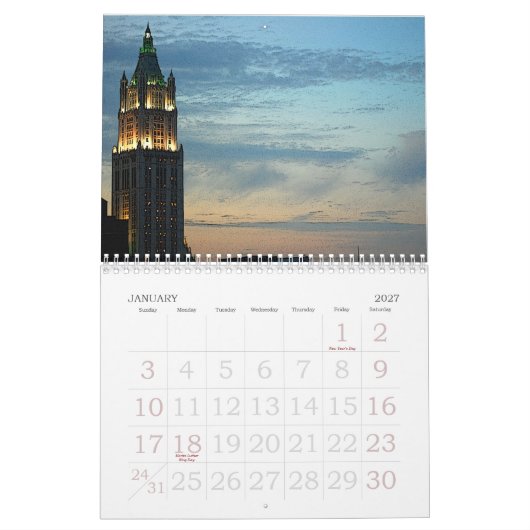 New York City Kalender (Jan 2027)