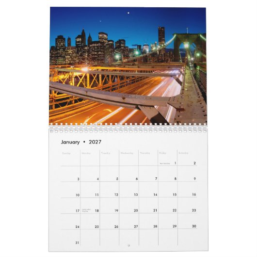 New York City Kalender (Jan 2027)