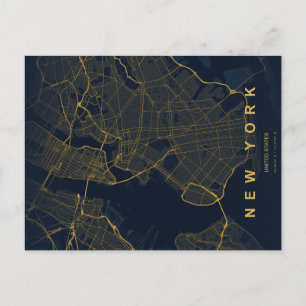 New York City Karte Minimale Postkarte