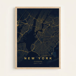 New York City Karte  NYC Straßen Wandkunst Poster 