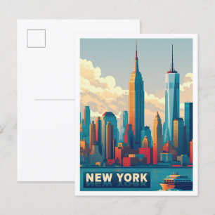 New York City Kunst Vintage Reiseillustration Postkarte