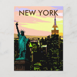 New York City Liberty of Statue Vintag Postcard Postkarte