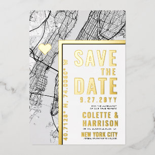 New York City Liebesorter   Hochzeit Save the Date Folieneinladung
