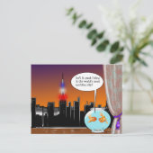 New York City Living Funny Fish Cartoon Postkarte (Stehend Vorderseite)