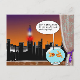 New York City Living Funny Fish Cartoon Postkarte