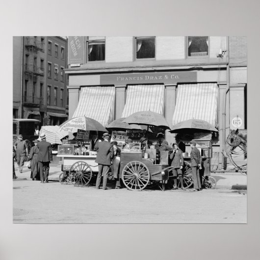 New York City Lunch Carts, 1906. Vintages Foto Poster (Vorne)