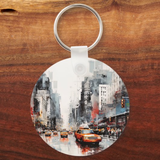 New York City, malte Landschaft. Schlüsselanhänger (Vorderseite)