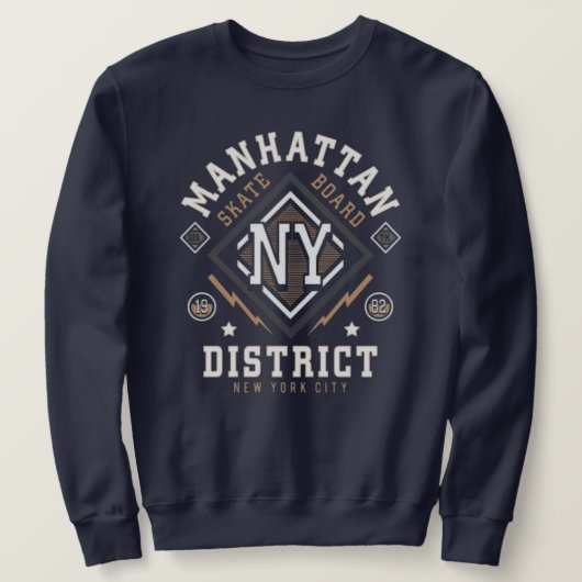 New York city Manhattan athletic skatboard Sweatshirt (Design vorne)