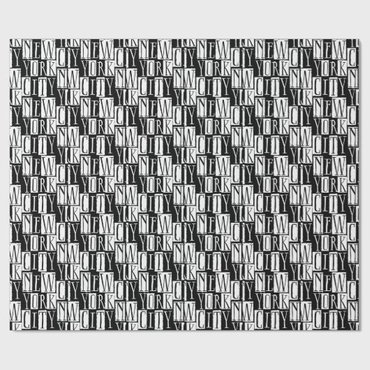 New York City Manhattan Black and White Deko Chic Geschenkpapier (Flach)