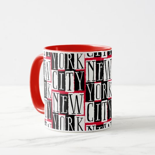 New York City Manhattan Black, Red, White Deko Tasse (Vorderseite Links)