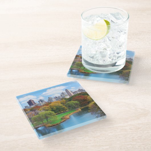 New York City Manhattan Central Park Panorama Glasuntersetzer (Schrägansicht)