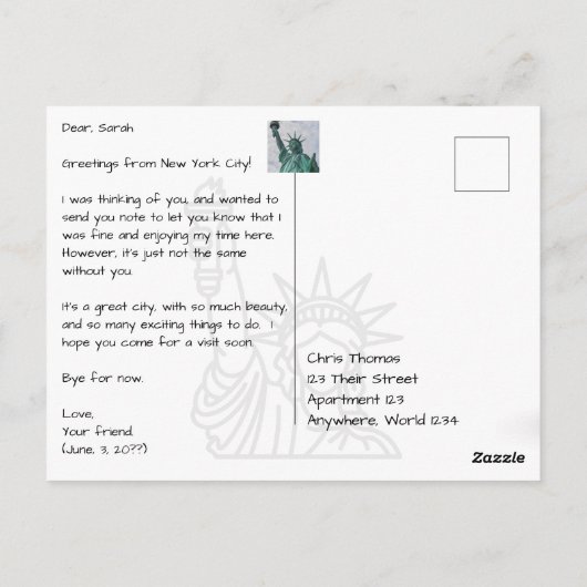 New York City Manhattan Midtown Skyline Postkarte (Rückseite)