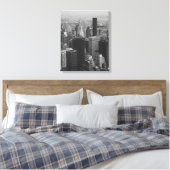 New York City, Manhattan Skyline B/W Fotografy Leinwanddruck (Insitu (Schlafzimmer))