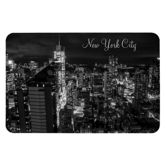 New York City Manhattan Skyline bei Nacht Magnet (Horizontal)