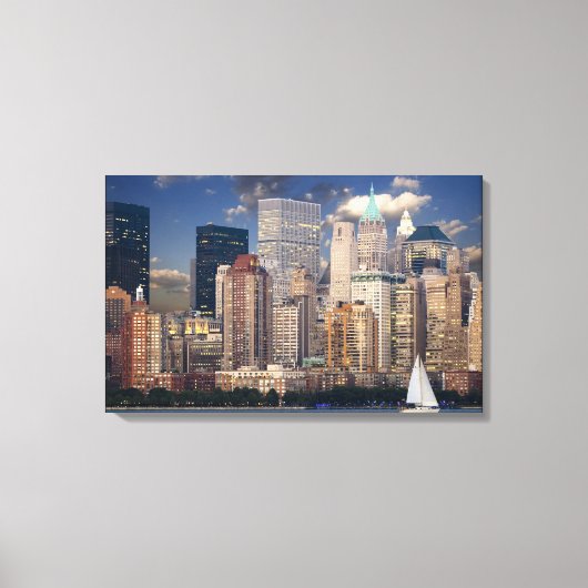 New York City Manhattan Skyline bei Night Wall Art Leinwanddruck (Vorderseite)