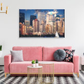 New York City Manhattan Skyline bei Night Wall Art Leinwanddruck (Insitu (Wohnzimmer))