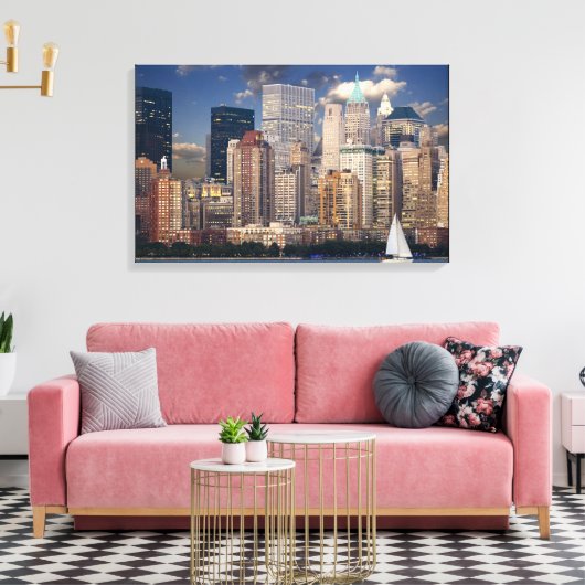New York City Manhattan Skyline bei Night Wall Art Leinwanddruck (Insitu (Wohnzimmer))