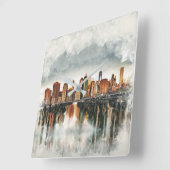 New York City Manhattan Skyline - gemischte Medien Quadratische Wanduhr (Winkel)