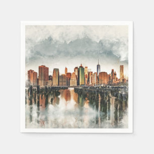New York City Manhattan Skyline - gemischte Medien Serviette