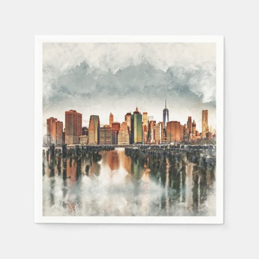 New York City Manhattan Skyline - gemischte Medien Serviette (Vorderseite)