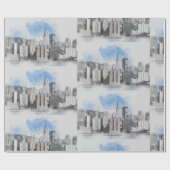 New York City Manhattan Skyline Geschenkpapier (Flach)