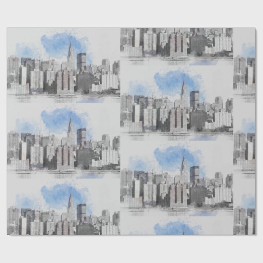 New York City Manhattan Skyline Geschenkpapier (Flach)