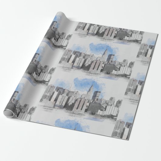 New York City Manhattan Skyline Geschenkpapier (Ungerollt)