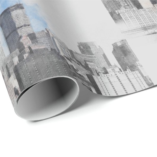 New York City Manhattan Skyline Geschenkpapier (Rolleneckpunkt)