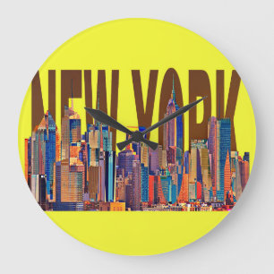 New York City Manhattan Skyline Große Wanduhr