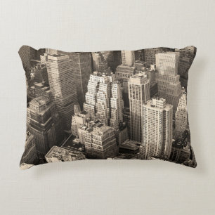 New York City Manhattan Skyline-Luftaufnahme schwa Dekokissen