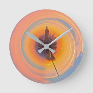 New York City Manhattan Skyline Runde Wanduhr