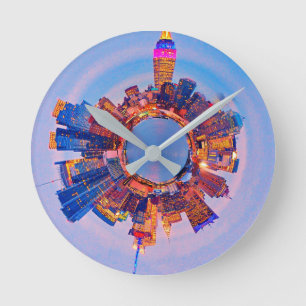 New York City Manhattan Skyline  Runde Wanduhr