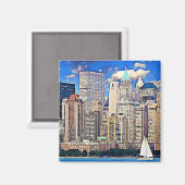New York City Manhattan Skyline Sailboat Magnet (Vorderseite/Rückseite)
