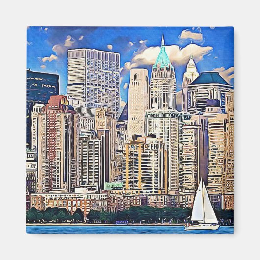 New York City Manhattan Skyline Sailboat Magnet (Vorne)