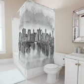 New York City Manhattan Skyline - Schwarz-Weiß Duschvorhang (Beispiel)