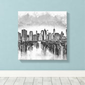 New York City Manhattan Skyline - schwarz-weiß Leinwanddruck (Insitu (Holzboden))