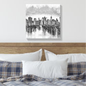 New York City Manhattan Skyline - schwarz-weiß Leinwanddruck (Insitu (Schlafzimmer))