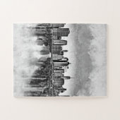 New York City Manhattan Skyline - schwarz-weiß Puzzle (Horizontal)