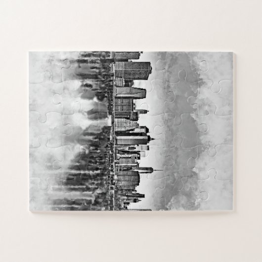 New York City Manhattan Skyline - schwarz-weiß Puzzle (Horizontal)