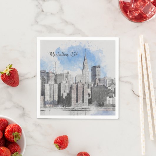 New York City Manhattan Skyline Serviette (Beispiel)