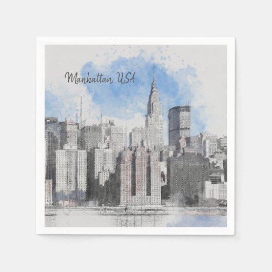 New York City Manhattan Skyline Serviette (Vorderseite)