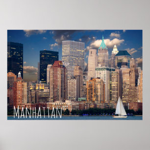 New York City Manhattan Skylne zur Nachtpostkarte Poster