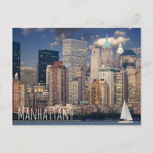 New York City Manhattan Skylne zur Nachtpostkarte Postkarte (Vorderseite)
