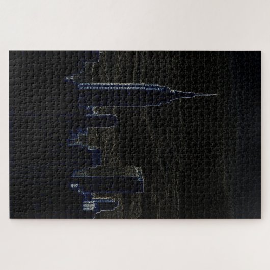 New York City Manhattan Skyscrappers Dark Night Puzzle (Horizontal)