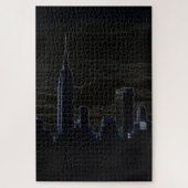 New York City Manhattan Skyscrappers Dark Night Puzzle (Vertikal)